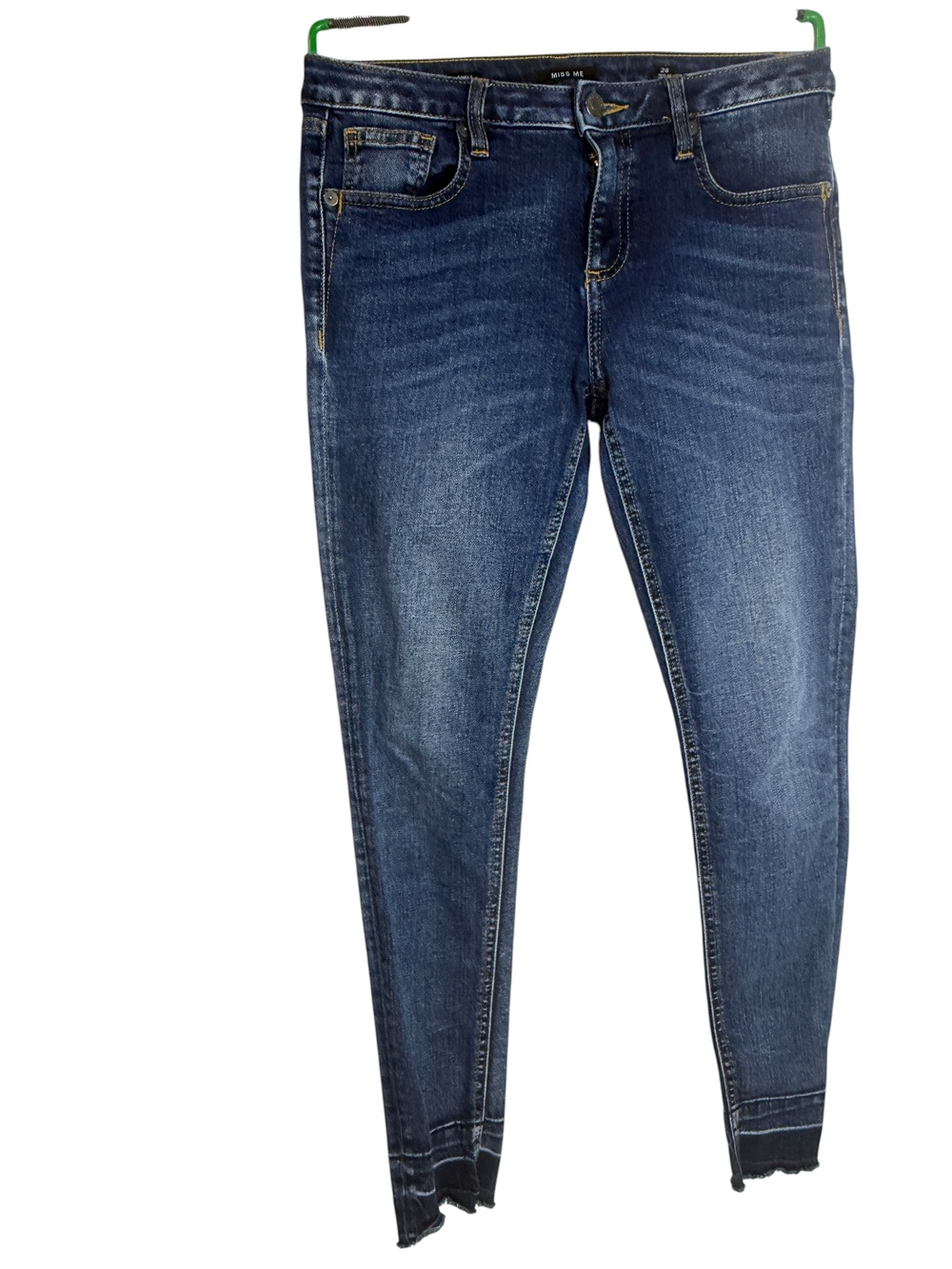 Miss Me Ankle Skinny Jeans Womens 26 Blue Medium Wash Raw Hem Stretch Denim